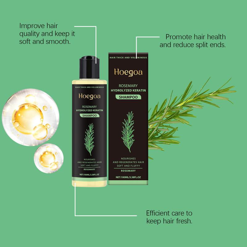 Hoegoa Rosemary Hydrolyzed Keratin Shampoo - Deeply Reparative Cleanser with Rosemary Extract & Vitamin C for Strong Smooth Hair Caviar Care Set