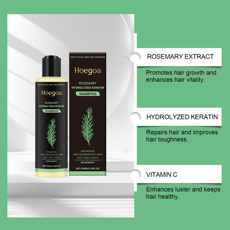 Hoegoa Rosemary Hydrolyzed Keratin Shampoo - Deeply Reparative Cleanser with Rosemary Extract & Vitamin C for Strong Smooth Hair Caviar Care Set