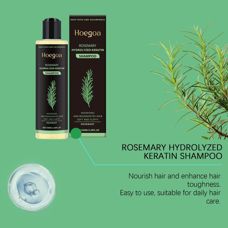 Hoegoa Rosemary Hydrolyzed Keratin Shampoo - Deeply Reparative Cleanser with Rosemary Extract & Vitamin C for Strong Smooth Hair Caviar Care Set