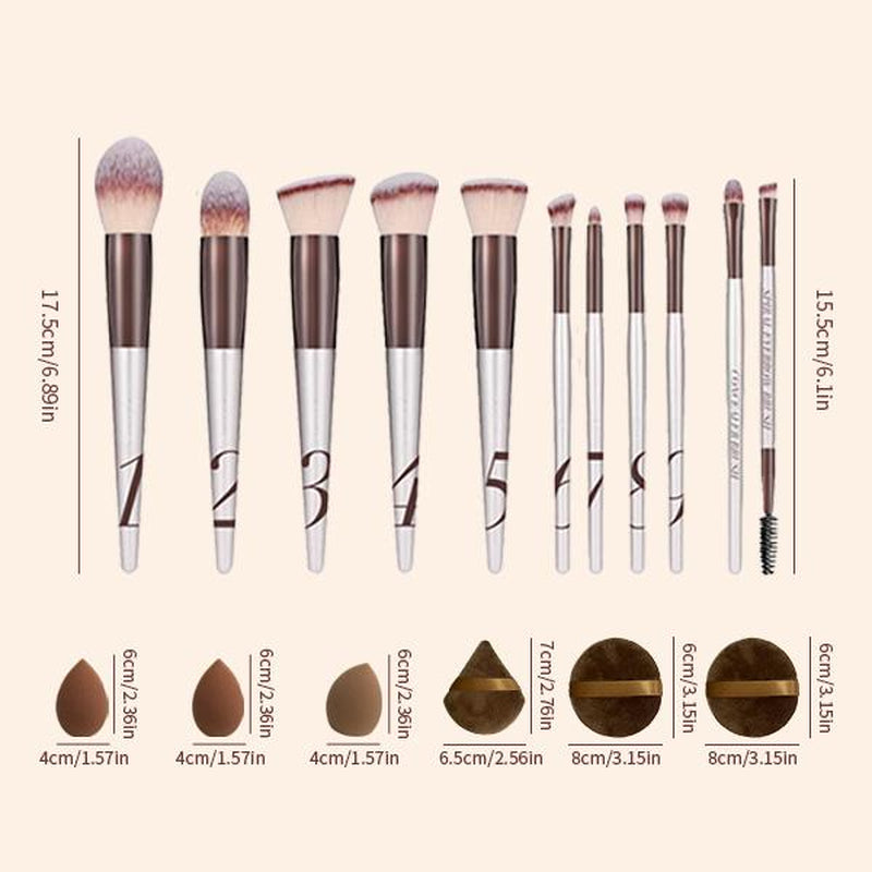 Makeup Set (11 Brushes+3 Sponges&Puffs) ； Free Tutorial for Beginners；Makeup Brushes Set 1 Set Multifunctional Makeup Brushes Makeup Tools for Women Cosmetics Brushes Set Makeup Kits Cosmetics Kits Concealer Brush