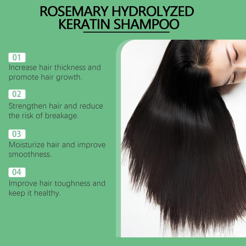 Hoegoa Rosemary Hydrolyzed Keratin Shampoo - Deeply Reparative Cleanser with Rosemary Extract & Vitamin C for Strong Smooth Hair Caviar Care Set